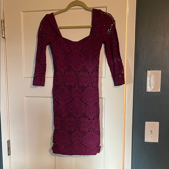 Free People Deep Purple Long Sleeve Dress - Picture 1 of 5